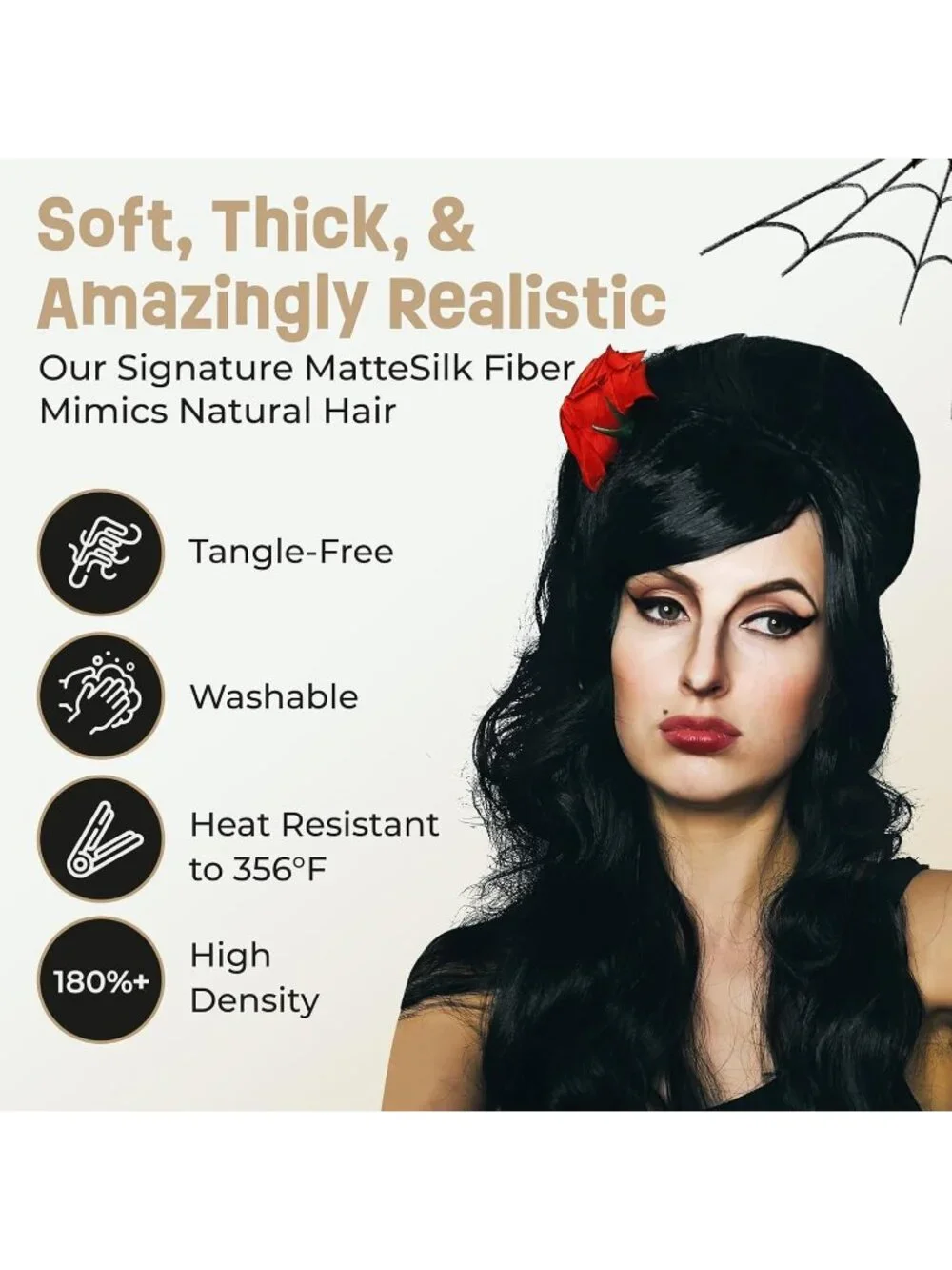 Women's Black 4 10 Inch Heat Resistant Realistic Disco Long Curly Hair Wigs
